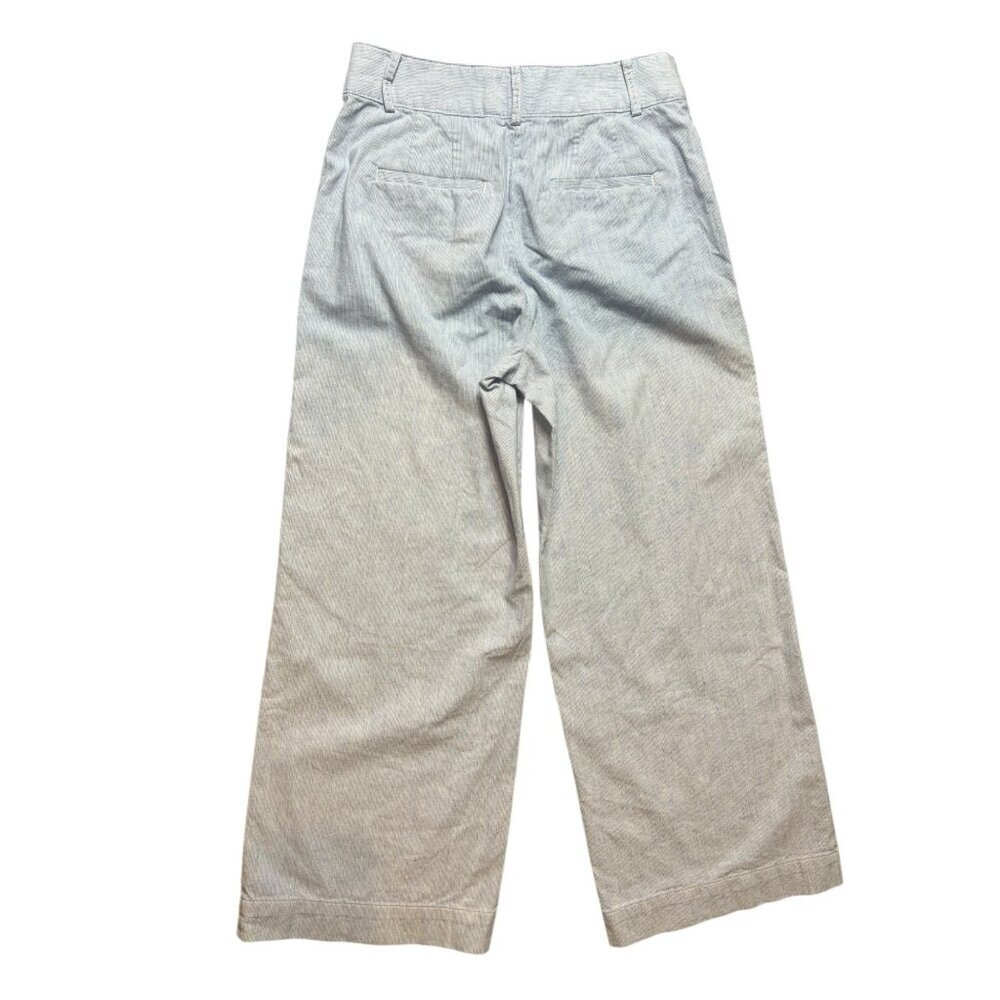 Loft Women's White & Blue Stripped Wide Leg Pants - Picture 2 of 6